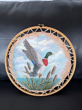 Hand-Painted Original Art Duck on Hide